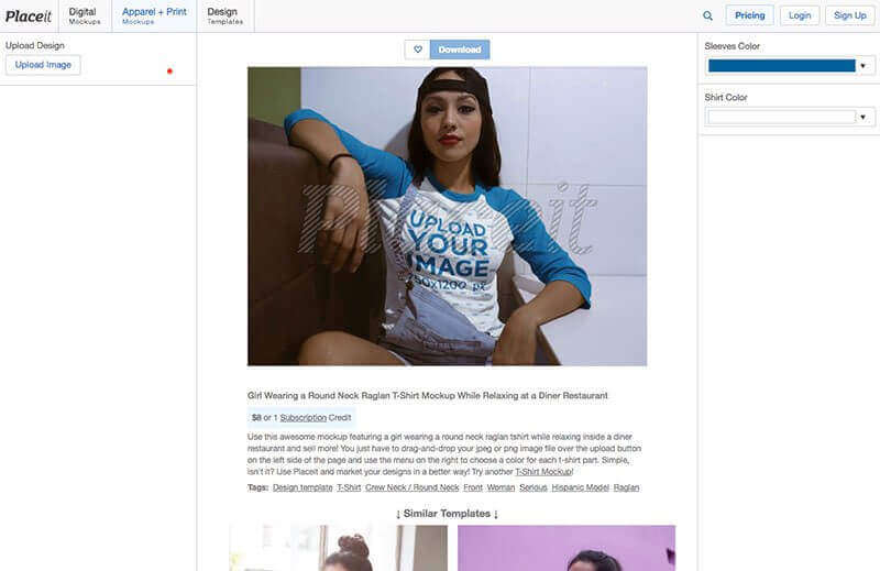 2. Herramienta de creación del mockup de camiseta de Placeit