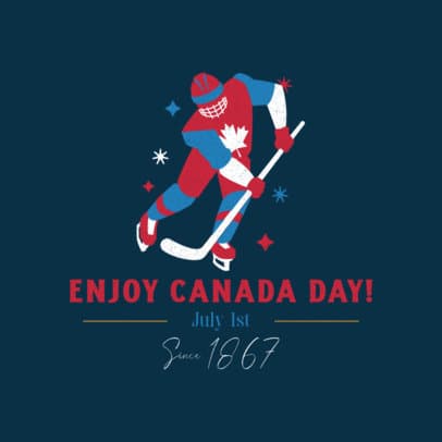 Logo Creator for Canada Day Featuring an Illustrated Hockey Player