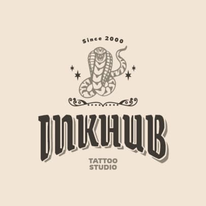 Online Logo Template with an Evil Cobra Graphic for a Tattoo Studio