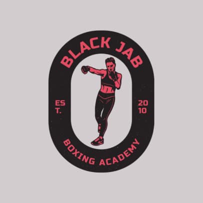 Logo Template for a Boxing Academy with a Female Boxer Graphic