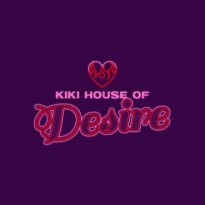 Kiki House Logo Creator Featuring a Flaming Heart Graphic