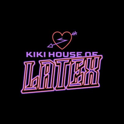 Logo Template for a Gay Kiki House Featuring a Neon Arrowed Heart