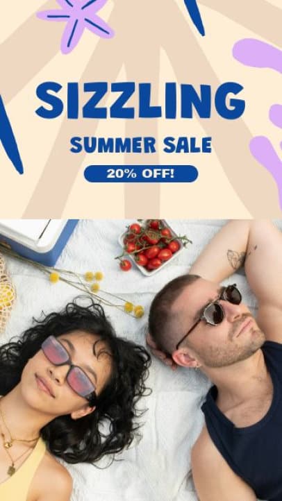 Instagram Story Video Creator for a Summer Sale with Animated Graphics 8377