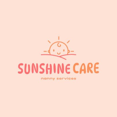 Logo Maker for Nanny Services with a Smiling Baby Face and a Peach Color Palette