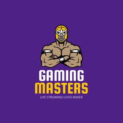 Gaming Channel Logo Maker with a Wrestler Illustration