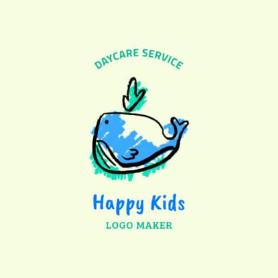 Daycare Logo Design Maker with a Whale Drawing