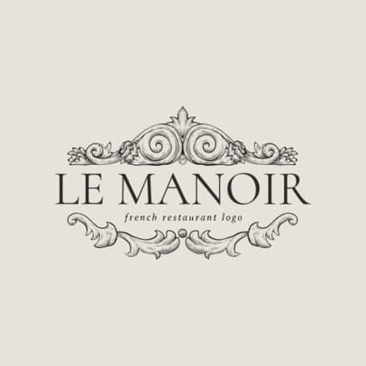 French Restaurant Logo Maker Featuring a Crown Frame