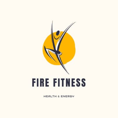 Fitness Logo Template with an Abstract Energetic Human Illustration