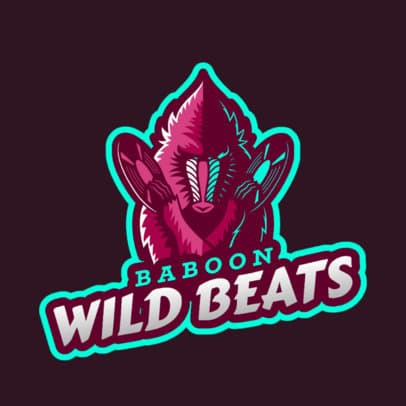 DJ Logo Template Featuring a Baboon Illustration