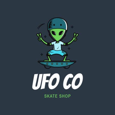 Clothing Brand Logo Maker Featuring an Alien Skater