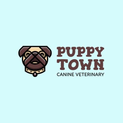 Veterinary Logo Design Template with a Pug Illustration