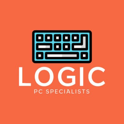 Logo Design Maker for a Computer Repair Center with a Keyboard Icon