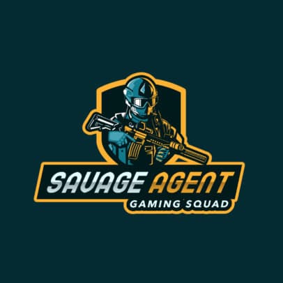 Gaming Squad Logo Maker with Heavy Armored Soldier Character