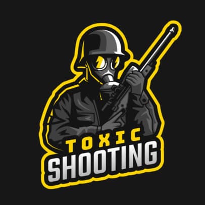 Gaming Logo Template Featuring a Masked Shooter Clipart