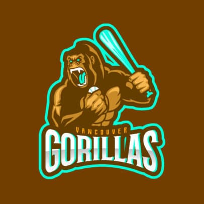 Baseball Logo Generator for a Sports Team With an Angry Gorilla Clipart