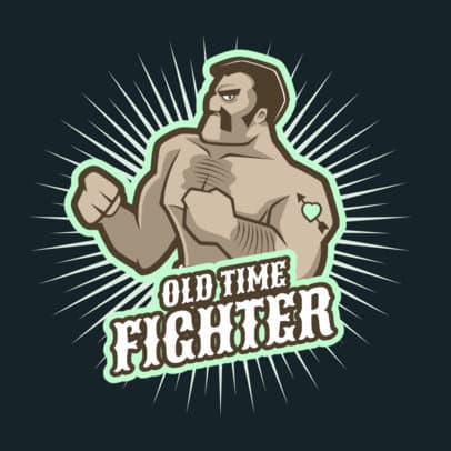 Fighting Game Logo Maker Featuring a Muscled Wrestler Character