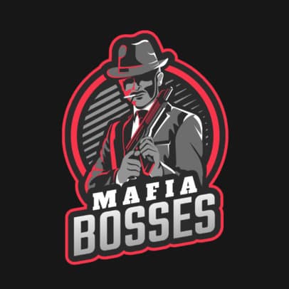 Gaming Logo Template Featuring a Mafia Boss