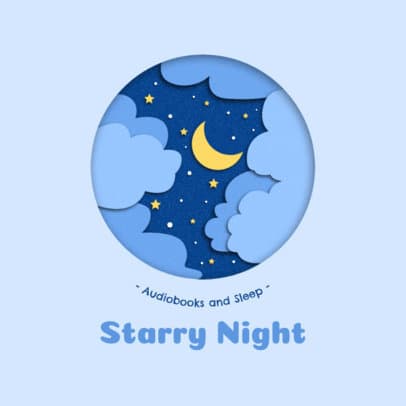Creative Logo Template Featuring a Night Sky in Paper Cut Style 