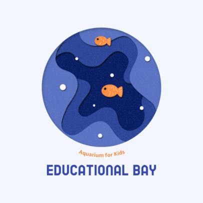 Logo Template With Aquatic Paper Cut Illustrations 