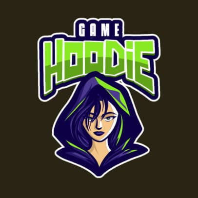Gaming Logo Template Featuring a Hooded Female Character
