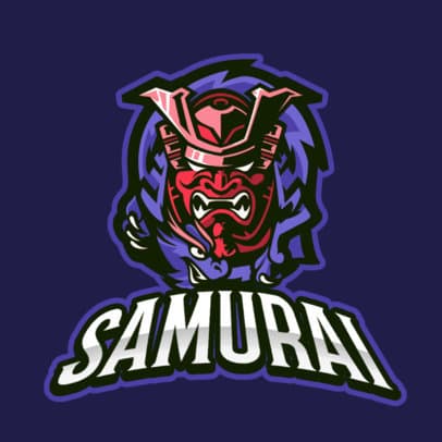 Gaming Logo Template Featuring a Samurai With a Dragon  