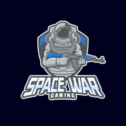 Gaming Logo Template with an Astronaut Holding an Assault Rifle