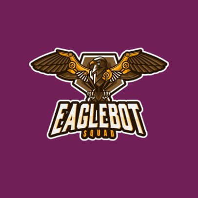 Gaming Logo Template Featuring a Robotic Eagle with Spread Wings