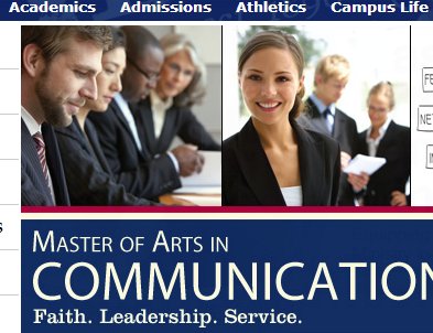 Screenshot of Stock Images Being Used to Advertise a Master's Program