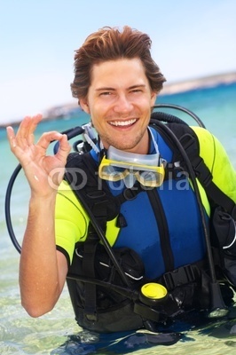 Stock Photo of a Male Scuba Diver