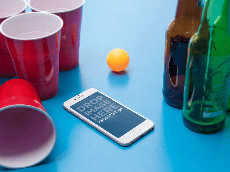 iPhone 6 on a Ping Pong Table With Beers