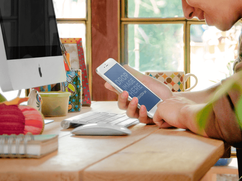 iphone mockup on a table