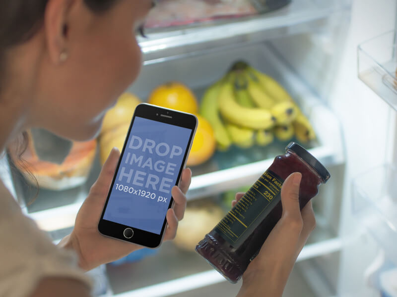 iPhone mockup of a woman looking at her phone