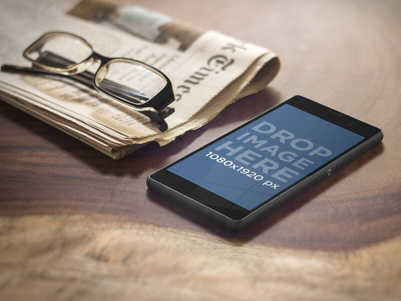 android mockups on table