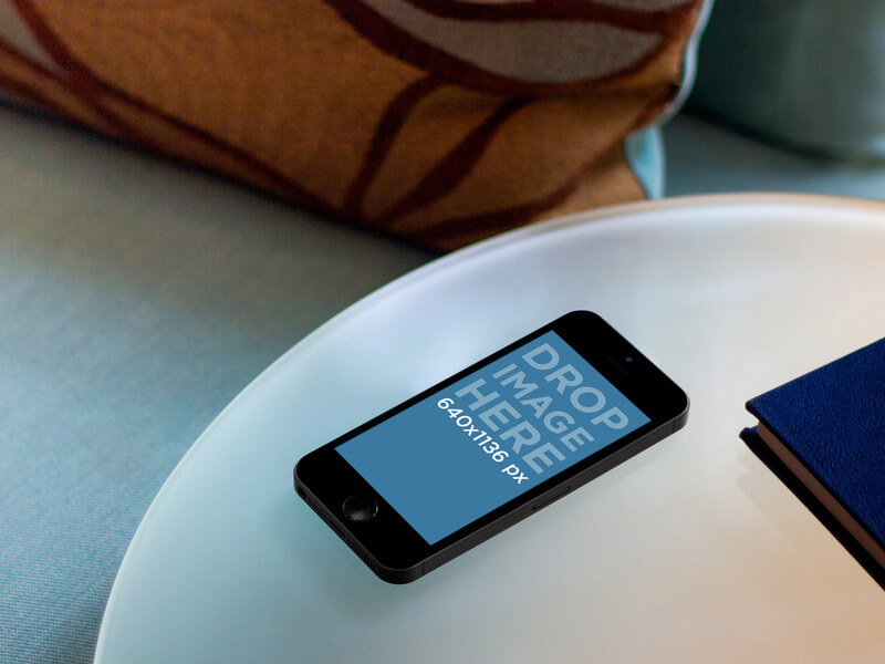 iPhone Mockup Grey 5S on Frosted Glass Table