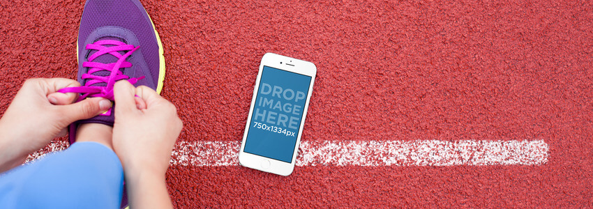 Beautiful iPhone 6 Mockup Template at a Running Track