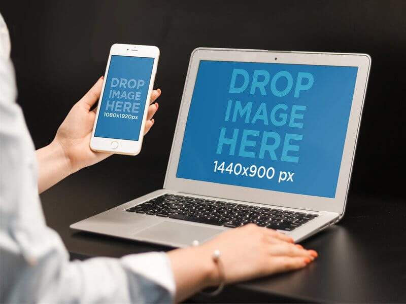 Beautiful Mockup Of A Macbook Air And An Iphone 6