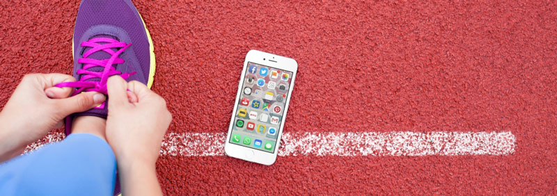 iphone mockup on a running track 