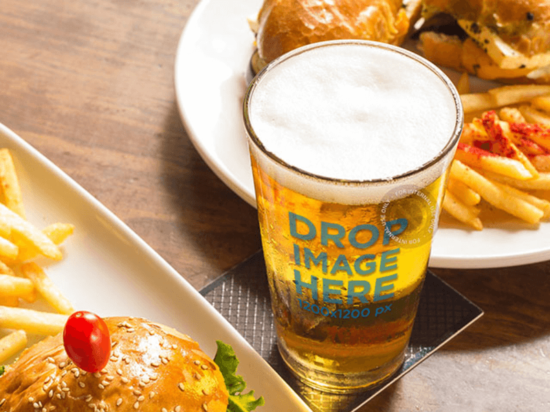beer mockup with a meal