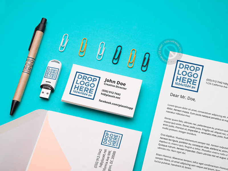 BRANDING MOCKUP FEATURING AN ASSORTMENT OF STATIONERY ITEMS