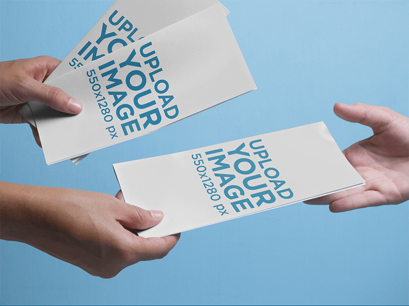 Brochure Mockup Featuring A Person Handing Out Brochures