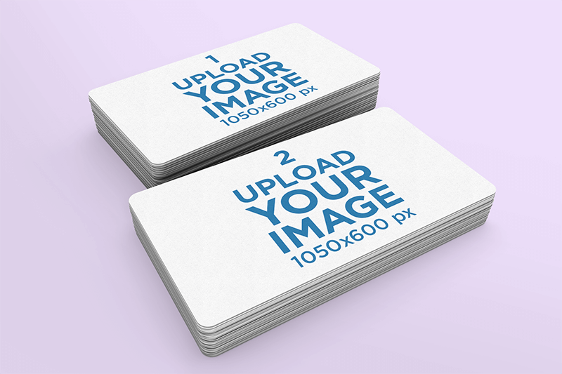 Mockup Of Two Piles Of Business Cards With Rounded Corners Copia