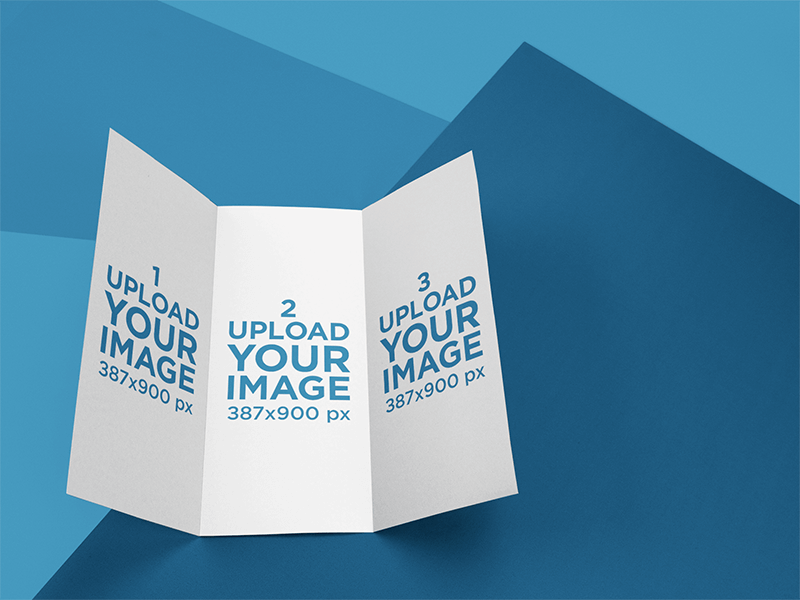 Open Trifold Brochure Mockup Lying On A Multicolor Surface