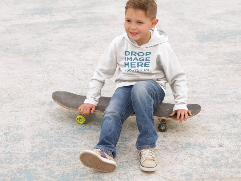 Small Kid at a Skatepark Hoodie Mockup
