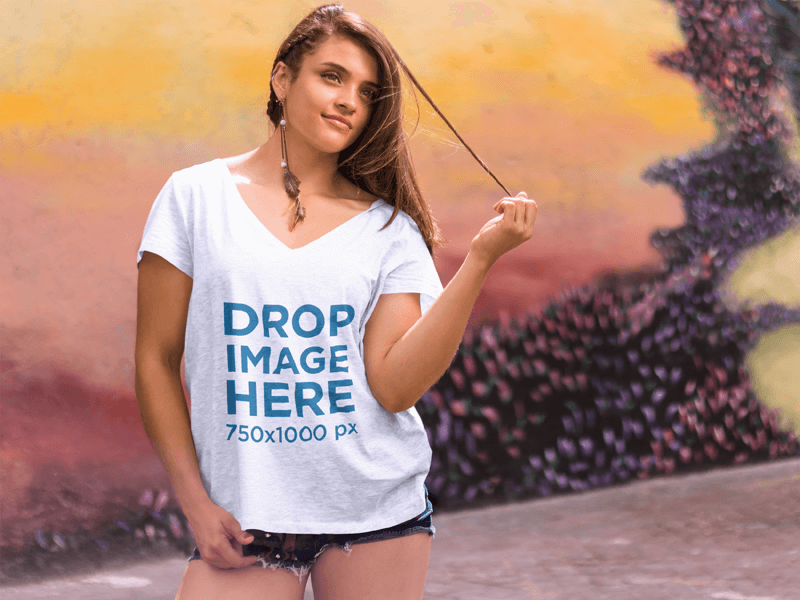 Girl Standing in Front of a Mural T-Shirt Mockup