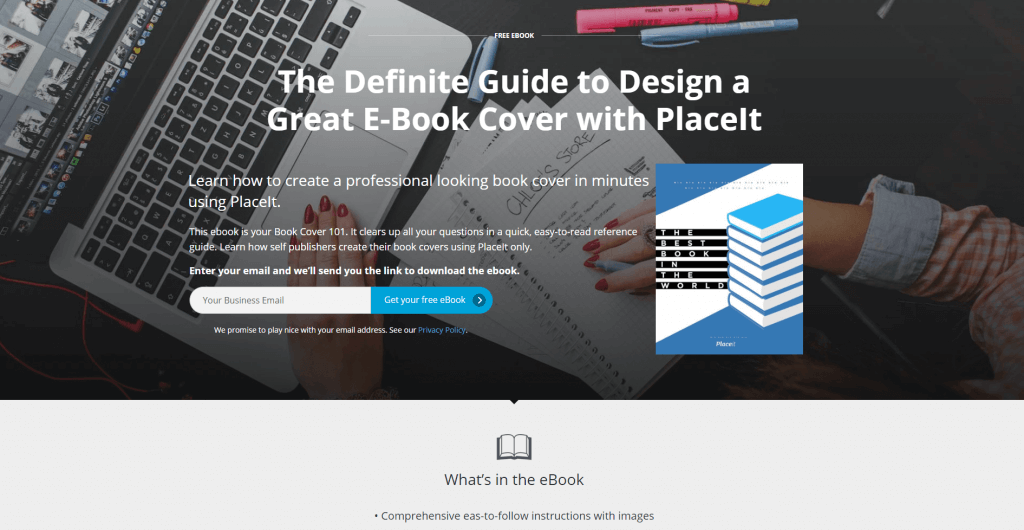 Landing Page Mockup Featuring A Non Professional Ebook Cover