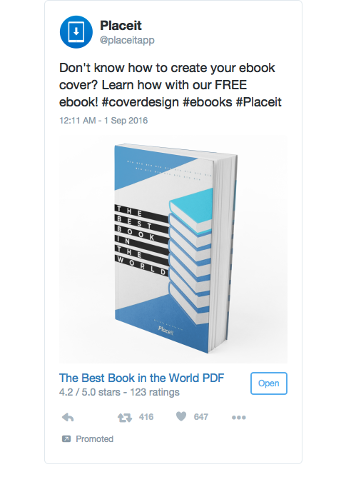Twitter Ad Featuring A 3D Ebook Cover Made With Placeit