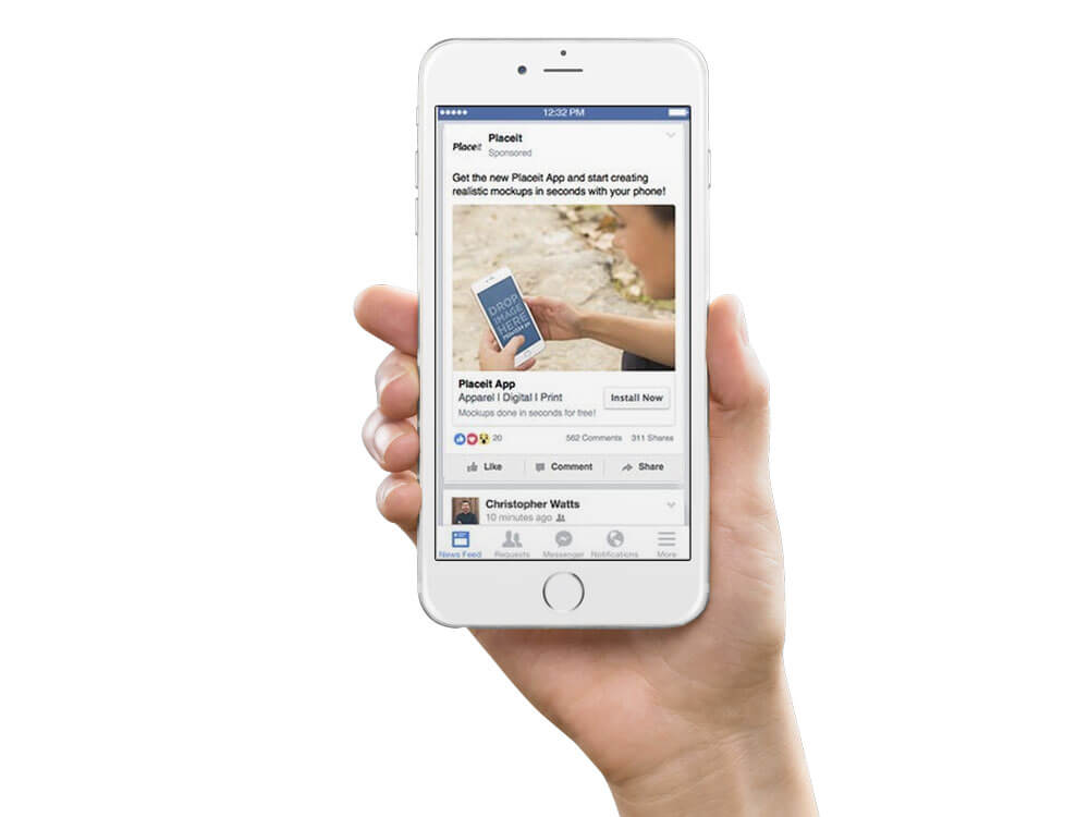 facebook app install mockup placeit