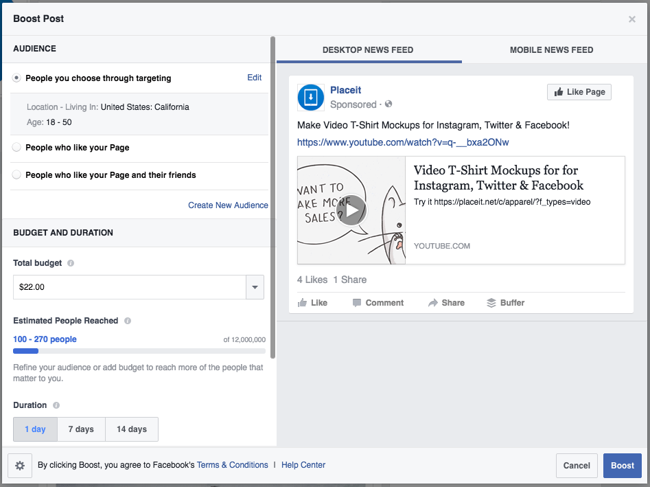 Boost Post Screen Example