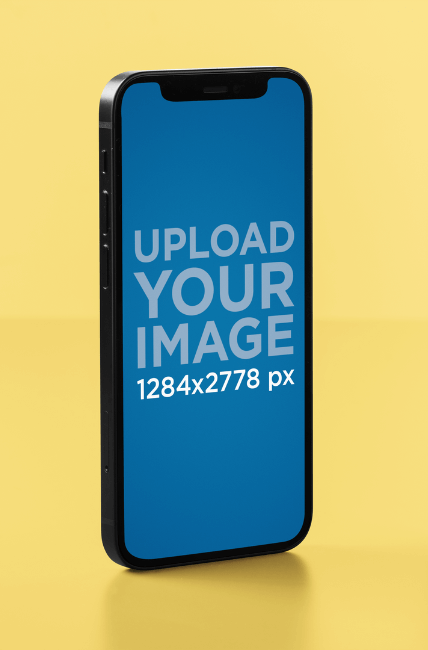 Mockup Of An Iphone 13 Standing In A Customizable Set