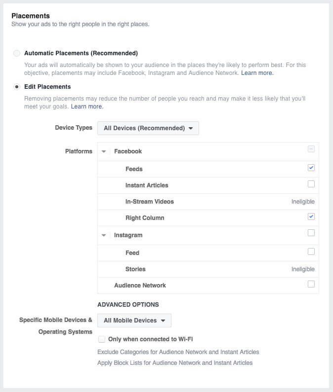 Facebook Ads Guide: Placement